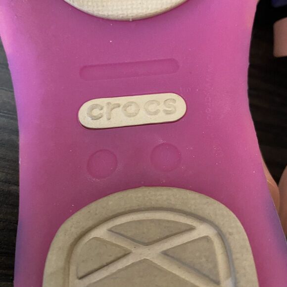 CROCS Huarache ladies Orange & Pink Jelly Open Toe Sandals Women 8 Resort Beach - Picture 6 of 12